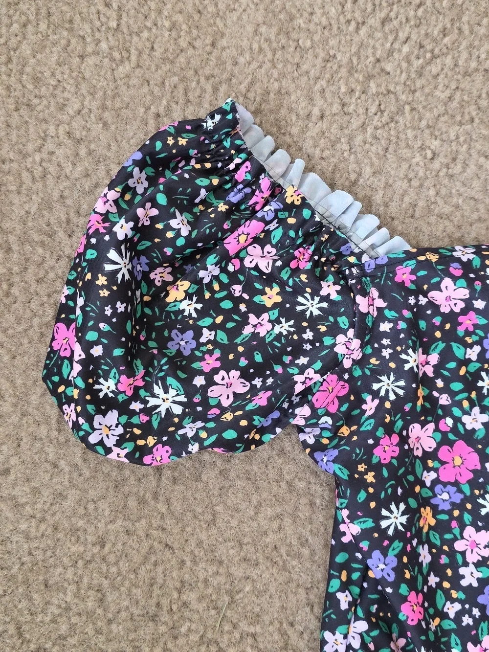 Cotton On Kids Girls Puff Sleeve Floral Rashguard Top - Size 4